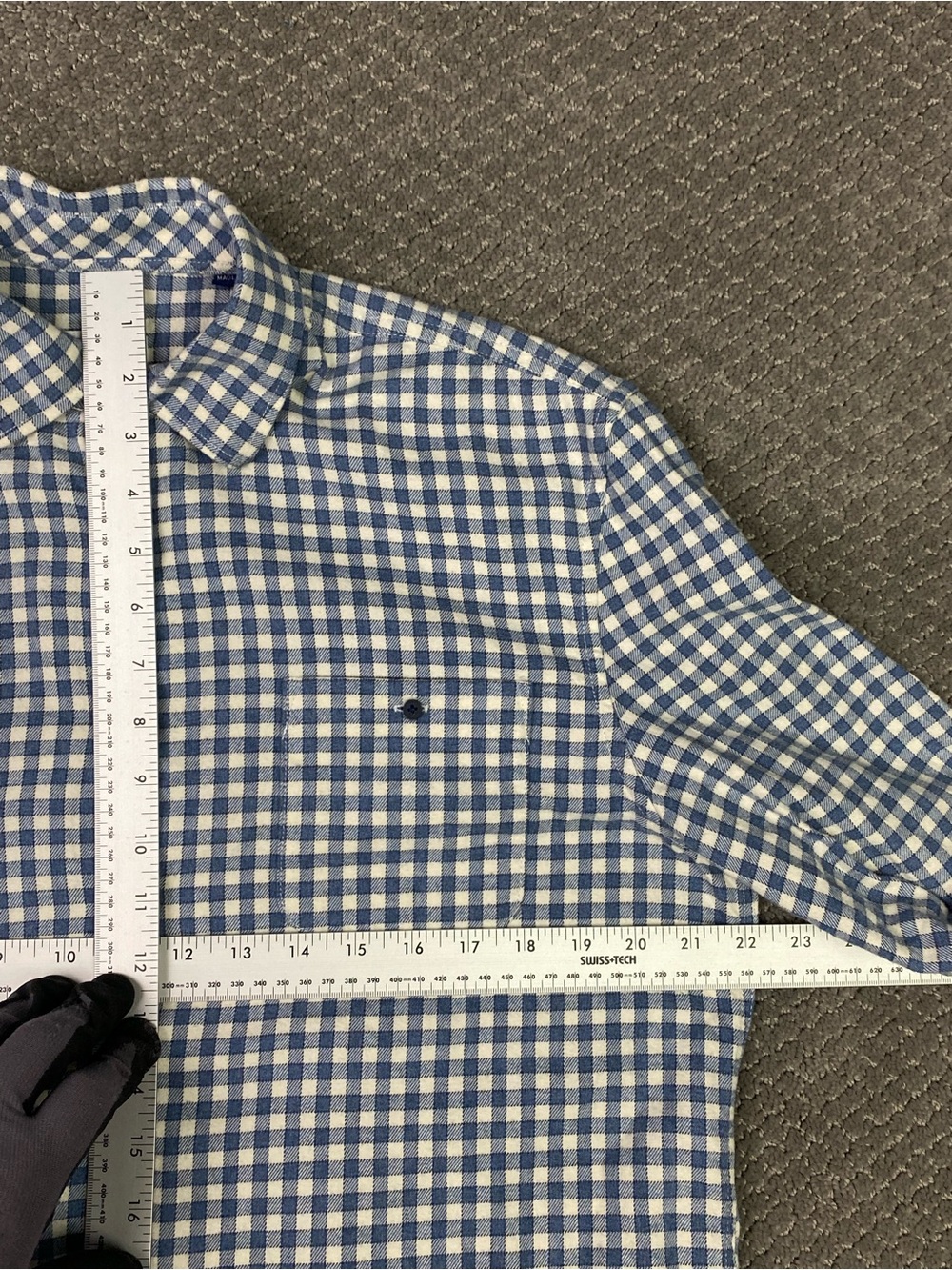 johnnie-O Flannel Shirt Mens Medium Blue White Gingham Check Hyat Hangin' Out - Picture 8 of 13